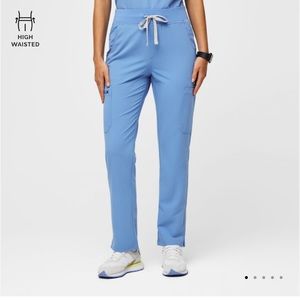 Figs High-Waisted Yola Pants in Ceil Blue (S/petite)